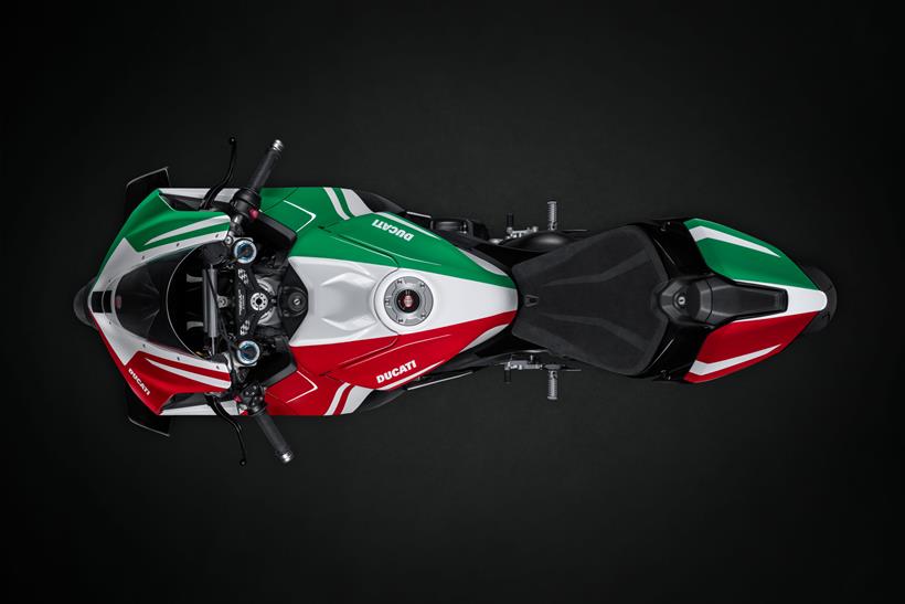 View above the Ducati Panigale V4 Tricolore