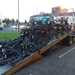 A recovery lorry loaded with seized e-bikes