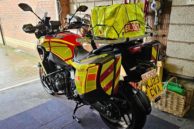 Yamaha Tracer 9 GT Blood Bike rear three quarters