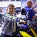 Young attendee at Motorcycle Live 2024 witting on a Suzuki DRZ-4S