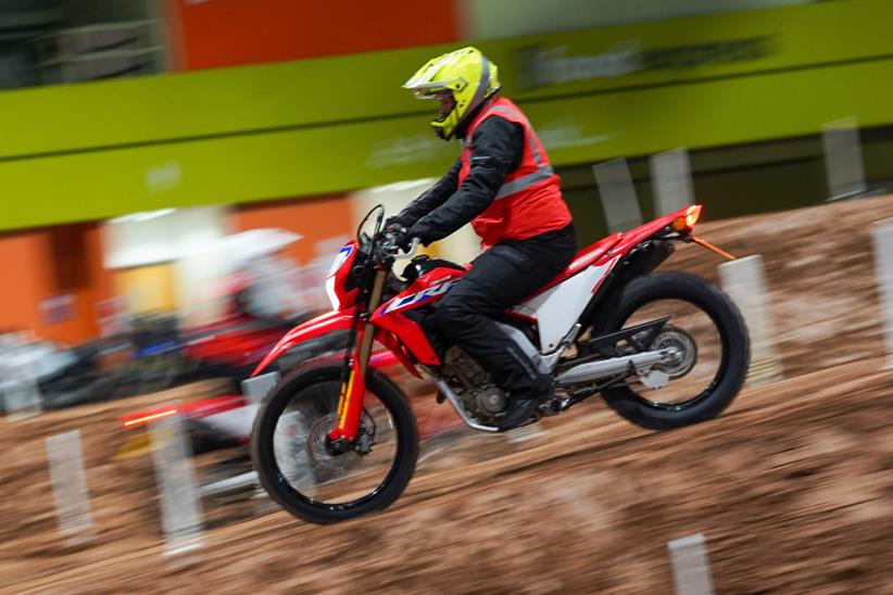 Attendee at Motorcycle Live 2024 on the Adventure course