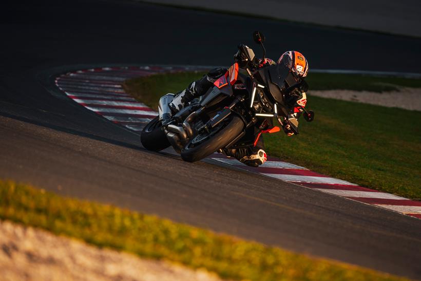 Jeremy McWilliams cornering aboard the new KTM 1390 Super Duke GT