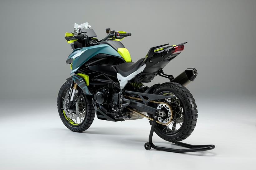 Benelli TRK 902 Xplorer on a paddock stand