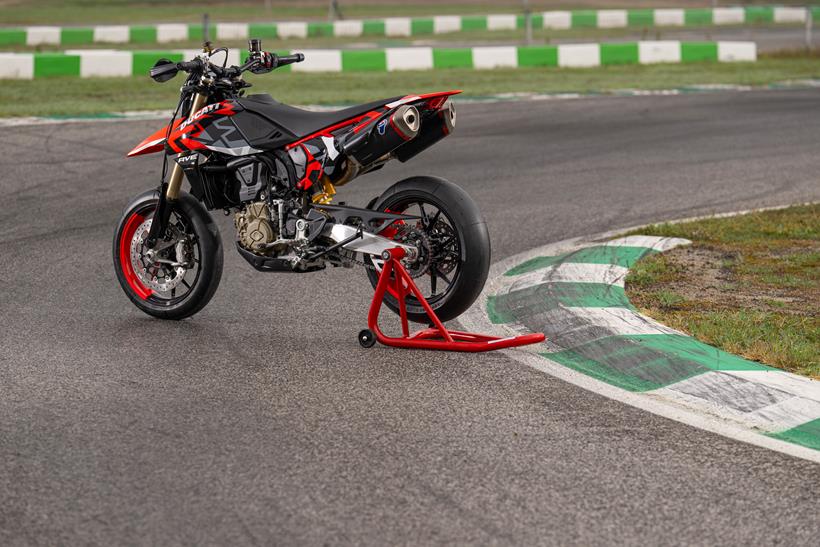 Ducati Hypermotard 698 Mono on a paddock stand