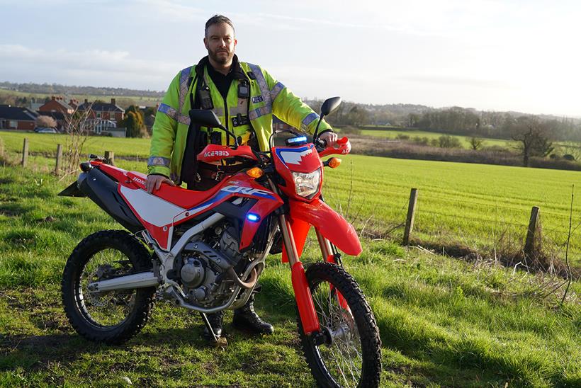 Police off-road motorcyclist with Honda CRF300L