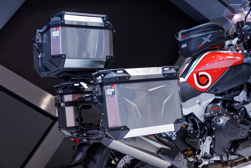 Givi three piece aluminium panniers on the Bimota Tera