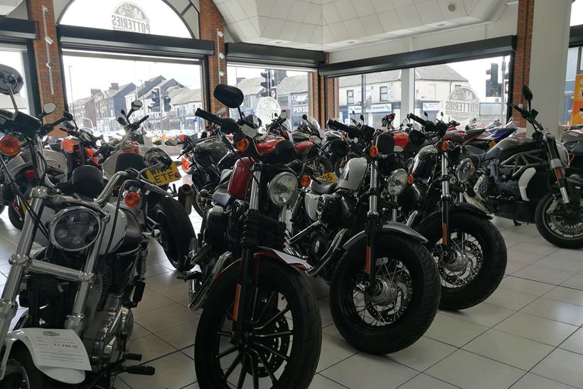 Motorcycles inside The Potteries dealership