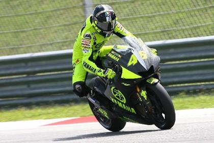 Rossi gets ready for a turn on the track 