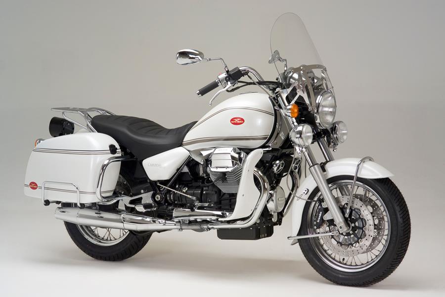 Moto-Guzzi California 1100EV in white front three quarter