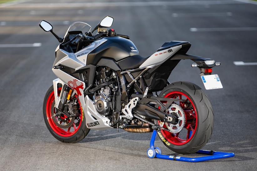 Suzuki GSX-8R on a paddock stand