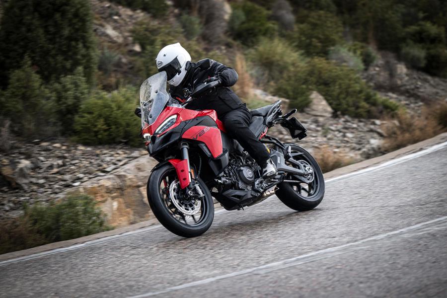 2025-on Ducati Multistrada V2 S leaning into a corner