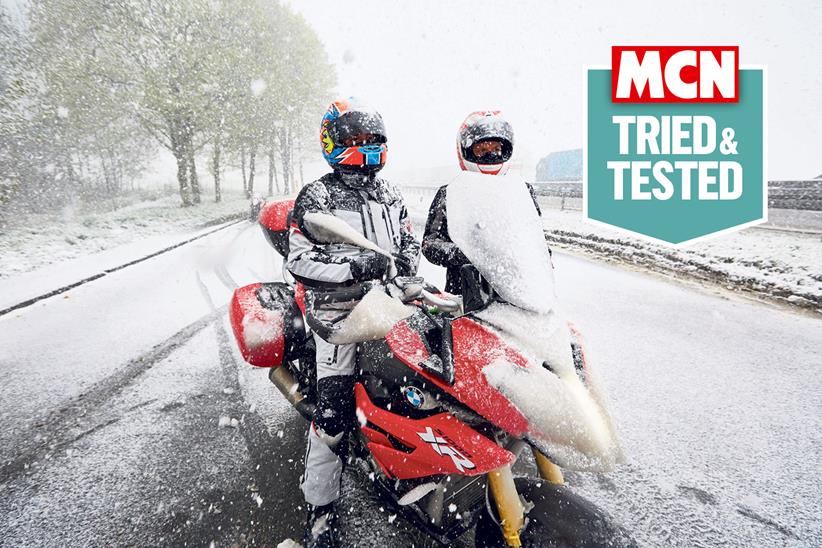 Riding motorcycles in the snow