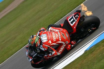 Troy Corser puts in the quickest lap of morning warm up