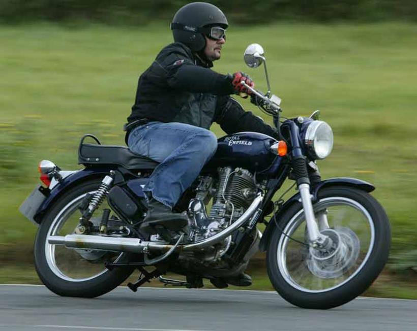 Royal Enfield Bullet Electra being ridden on the road