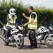 A motorbike rider completing a CBT