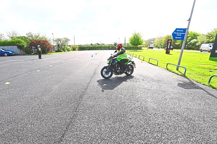 Motorcyclist preparing to take a Module 1 test