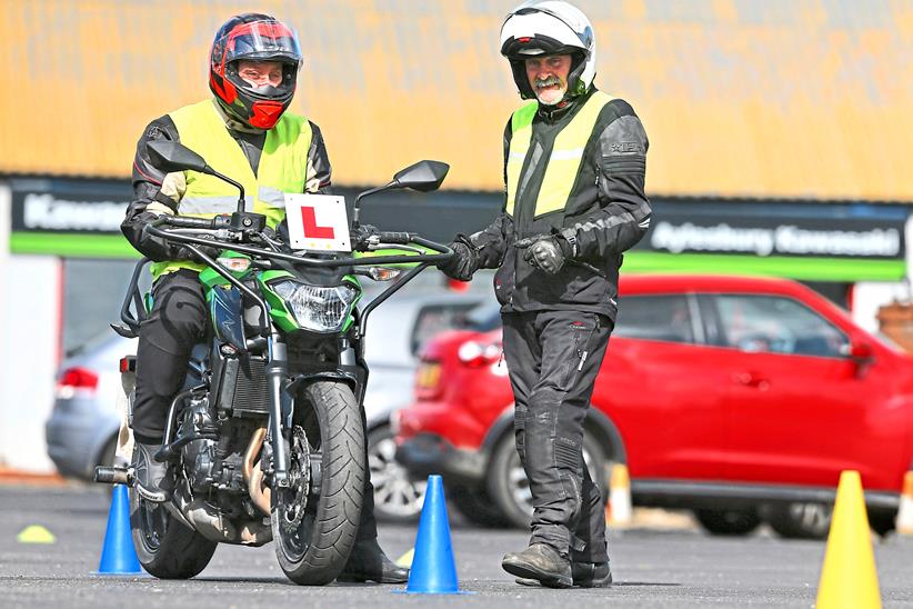 Motorcyclist being trained