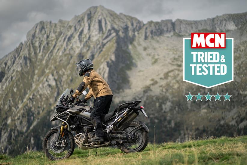 Fox Defend boots worn on Triumph in the mountains