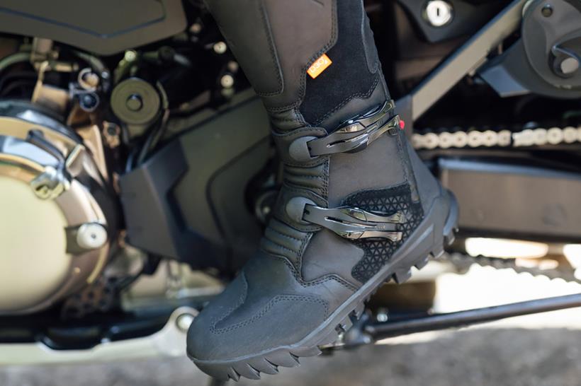 Rider wearing Merlin Maverick adventure boots