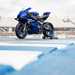 2025-on Yamaha R9 static shot of left hand side with bike on paddock stand