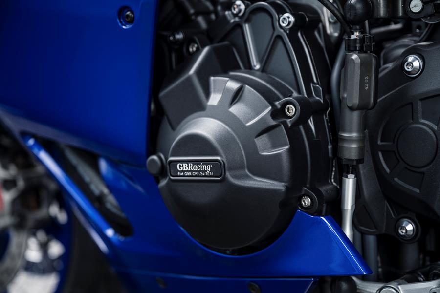 2025-on Yamaha R9 detailed shot of engine case with GB racing covers fitted