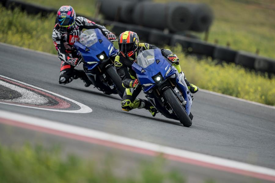 2025-on Yamaha R9 testing the bike at its launch in Jerez