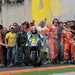 The crowd flocked on to the circuit at the Italian MotoGP