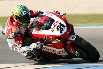 Australian Troy Bayliss was fastest in World Superbikes first qualifying session in Misano