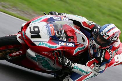 Leon Haslam wins race one of Mondello Park round of the British Superbike championship on his Airwaves Ducati