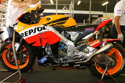 Repsol Honda's Nicky Hayden has tried his new chassis in testing