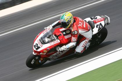 Troy Bayliss heads the World Superbike test at Vallelunga