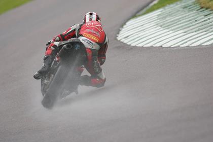 HIll was one of only 15 riders out on the wet track