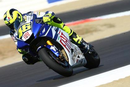 Valentino Rossi crashed in the third US MotoGP practice as Casey Stoner goes fastest