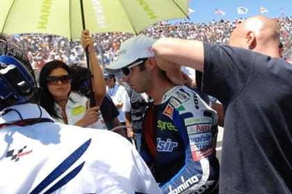 Marco Melandri took third at Laguna Seca just 24 hours after a dislocated left ankle