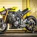 2025 Triumph Speed Triple 1200 RX, side on image showing dazzling yellow paint scheme