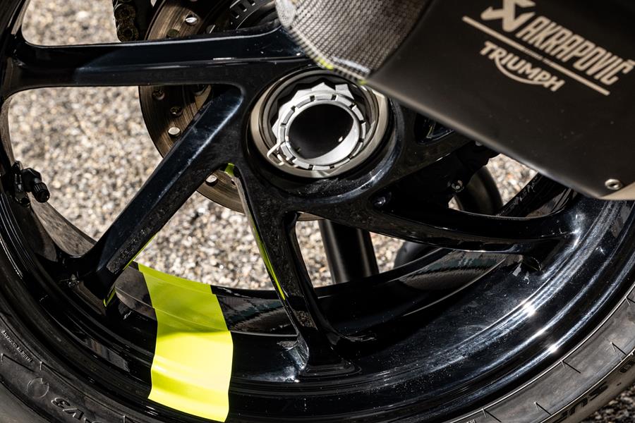 2025 Triumph Speed Triple 1200 RX, yellow accented rear wheel