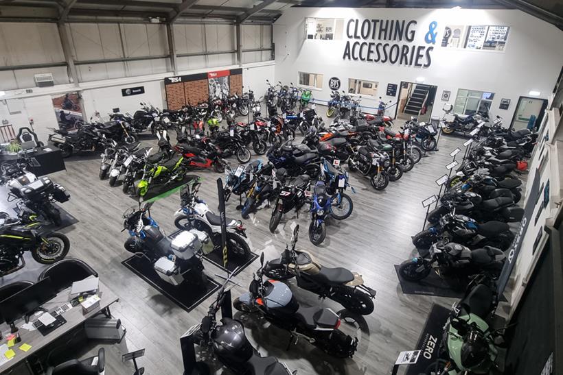 Inside motorcycle dealership