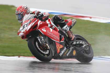 Yamaha's Noriyuki Haga was one of several riders to crash in the rain this morning