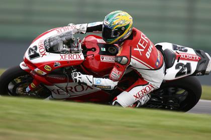 Xerox Ducati's Troy Bayliss wins battle against Noriyuki Haga for race two