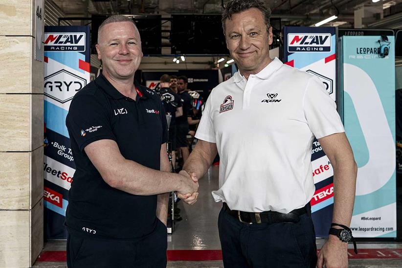MLAV Racing owner Michael Laverty with BSB Series Director Stuart Higgs in Qatar.