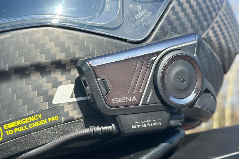LS2 Carbon GP Aero with Sena intercom fitted