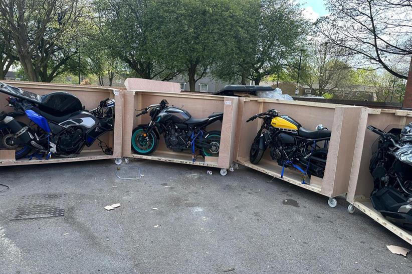 Motorcycles recovered by West Midlands Police after being tracked to the Birmingham location