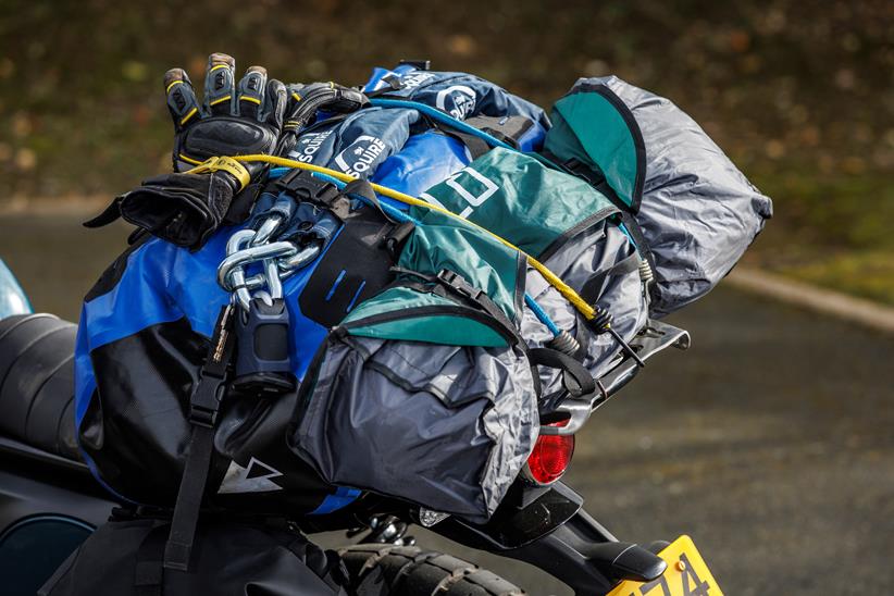 Luggage on the Royal Enfield Bear 650 ahead of the trip