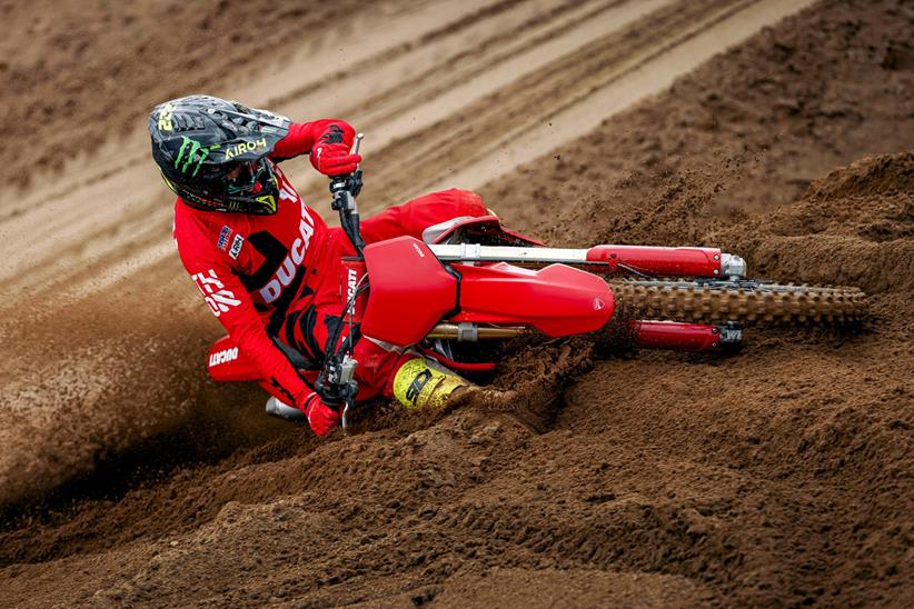 Cornering on a Ducati Desmo450 MX