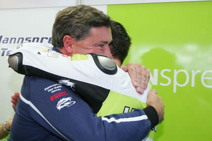 James Toseland celebrates with manager Roger Burnett