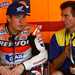 Nicky Hayden was discussing tyres with the Michelin technicians in Japan
