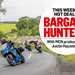 Three riders on tour, with MCN's Bargain Hunter logo
