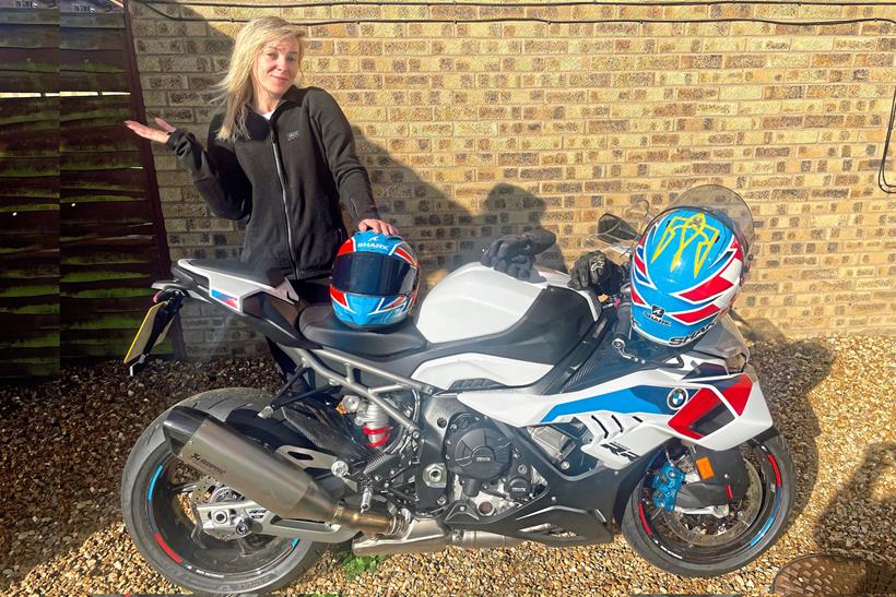 Carl's wife Daisy with the BMW S1000RR