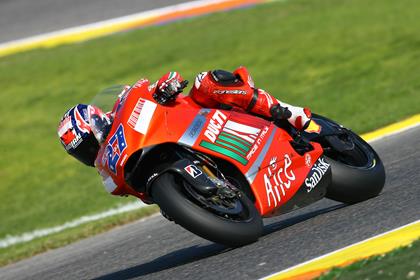 Ducati's Casey Stoner was fastest on day two at the Valencia MotoGP winter test