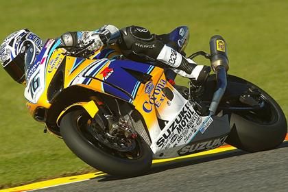 Max Neukirchner testing at Valencia on the Alstare Suzuki